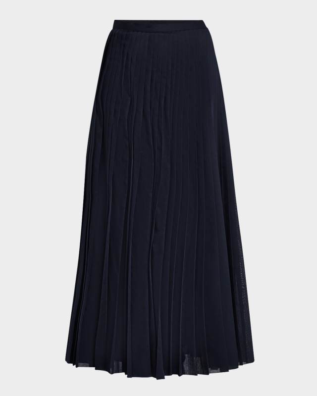Pleated Muslin Maxi Skirt